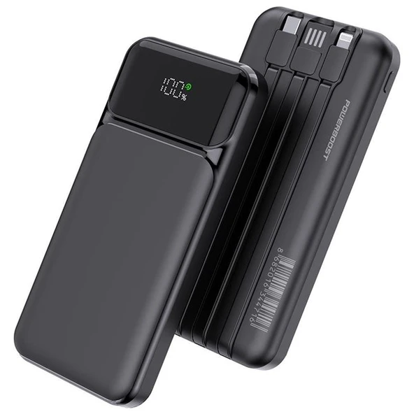 POWERBOOST NIGHT 125B 10000mAh 22.5W Dahili Kablolu LCD Siyah Taşınabilir Şarj Cihazı Powerbank - 7