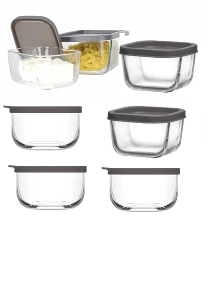 Lav saklama kabı cam kahvaltılık - saklama seti 7 parça 3 boy - Resim 2