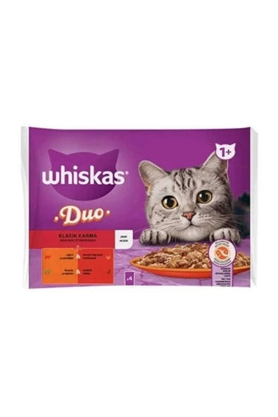 Duo Klasik Karma Lezzetler Pouch Yetişkin Konserve Kedi Maması 4 Adet 85 Gr ürün görseli