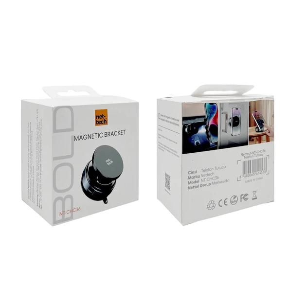 Nettech NT-CHC36 Vakumlu Çok Amaçlı Manyetik Araç Telefonu Tutucu (Siyah) - 4