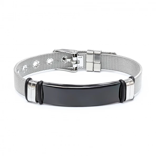 Kişiselleştirilebilir İsim Yazılabilir Ayarlanabilir Kordonlu Çelik Bileklik 3183EBF2D1 ürün görseli 1