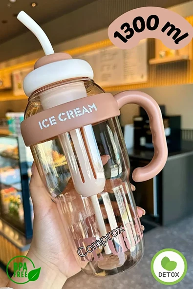 Süzgeçli Sporcu Matarası Kahverengi Detox Su Şişesi Ice Cream - 1
