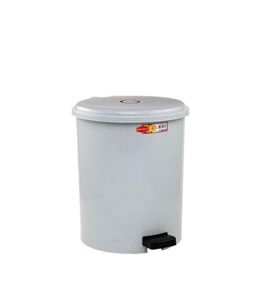 Omnipazar SY-4230 Gri Pedallı Yuvarlak Çöp Kovası İç Kovalı 10 Litre - 1