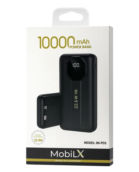 Mobilx 10000 mAh 22.5W Hızlı Şarj Powerbank (Siyah/Beyaz) - 1
