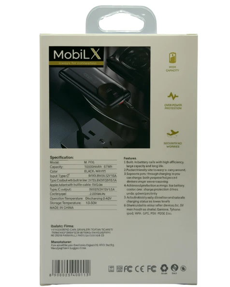 Mobilx 10000 mAh 22.5W Hızlı Şarj Powerbank (Siyah/Beyaz) - 3