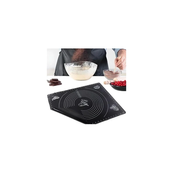 Mucit Home Silikon Çok Amaçlı Geniş Siyah Hamur Matı Hamur Açma Matı - 2