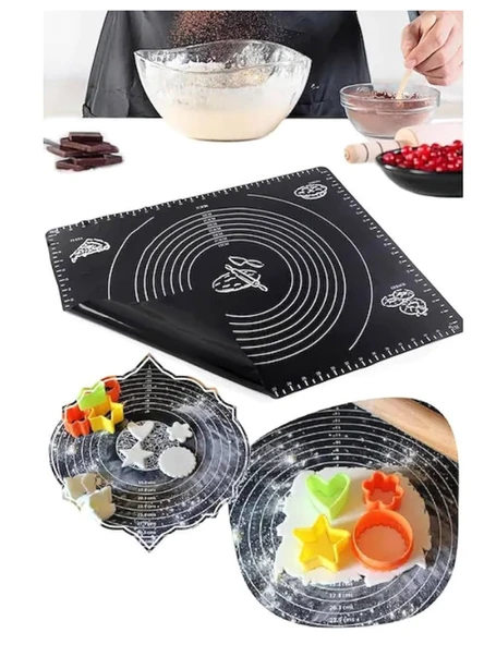 Mucit Home Silikon Çok Amaçlı Geniş Siyah Hamur Matı Hamur Açma Matı ürün görseli