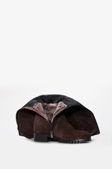 Hakiki Deri Kürklü  Kadın Klasik Çizme 064YZA856 - Resim 8