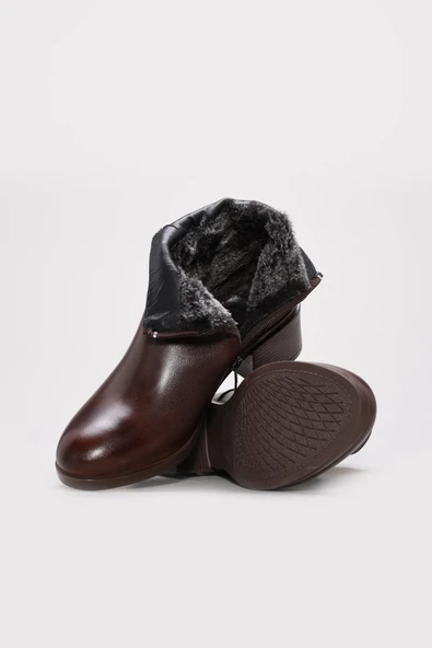 Hakiki Deri  Kadın Kalın Topuklu Bot 164SZA07 - Resim 8