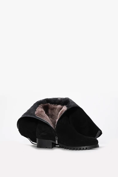 Hakiki Deri Kürklü  Kadın Klasik Çizme 064YZA856 - Resim 3