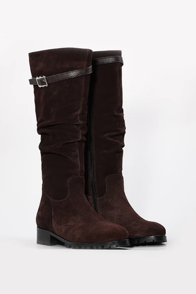 Hakiki Deri Kürklü  Kadın Klasik Çizme 064YZA856 - Resim 9