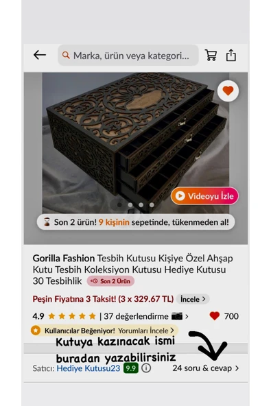 Tesbih Kutusu Kişiye Özel Takı Kutusu Tesbih Koleksiyon Kutusu Hediye Kutusu 60 Tesbihlik (karamel) - 3