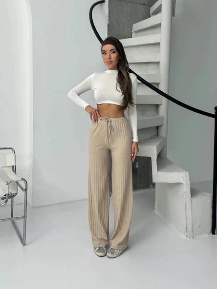 BİÇOMİ Fitilli şardonlu pantolon bej a4058 ürün görseli