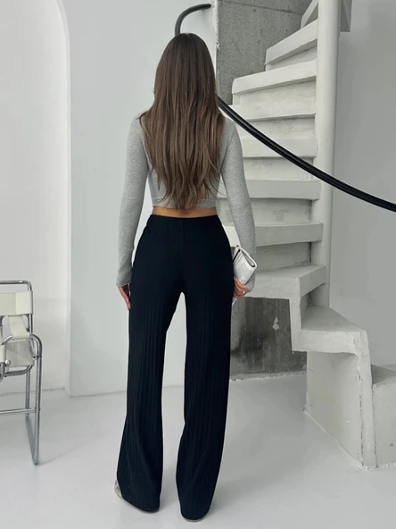 BİÇOMİ Fitilli şardonlu pantolon siyah a4058 - Resim 2