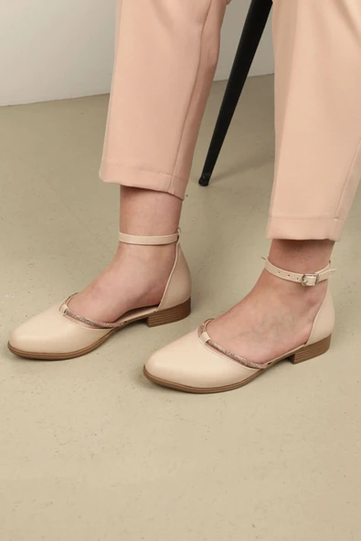 Kadın Kısa Topuklu Abiye Ayakkabı-Ten - Resim 2