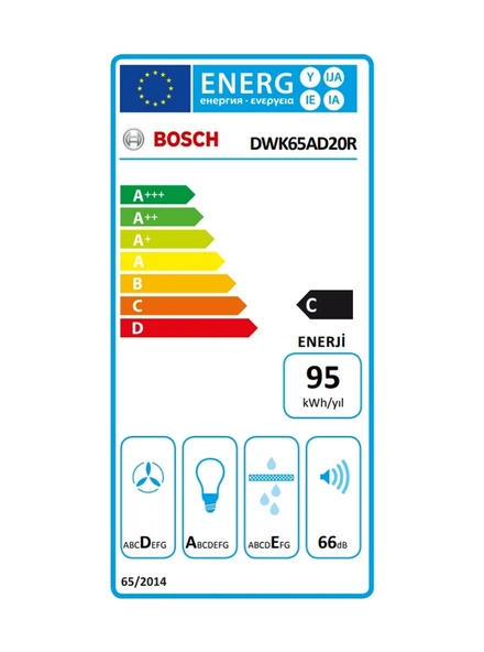 Bosch DWK65AD20R 60 CM Duvar Tipi Davlumbaz Beyaz - Resim 5