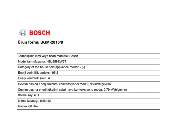 Bosch HBJ559EW6T 66 LT Ankastre Fırın - Resim 7