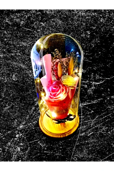 İB GLOBAL BÜYÜK BOY IŞIKLI FANUS GÜL SEVGİLİLER GÜNÜ HEDİYESİ 30 CM ürün görseli