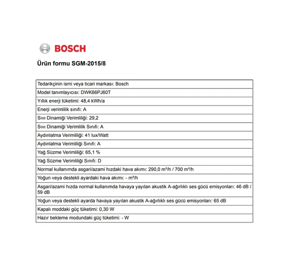 Bosch DWK66PJ60T 60 CM Duvar Tipi Davlumbaz Siyah - 6