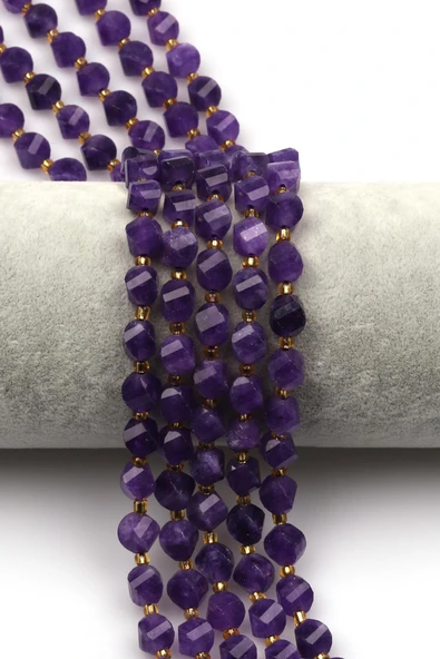 Mor Renkli Kuvars Doğal Taş Dizi 6 x 8 mm Burgu Kesim ürün görseli