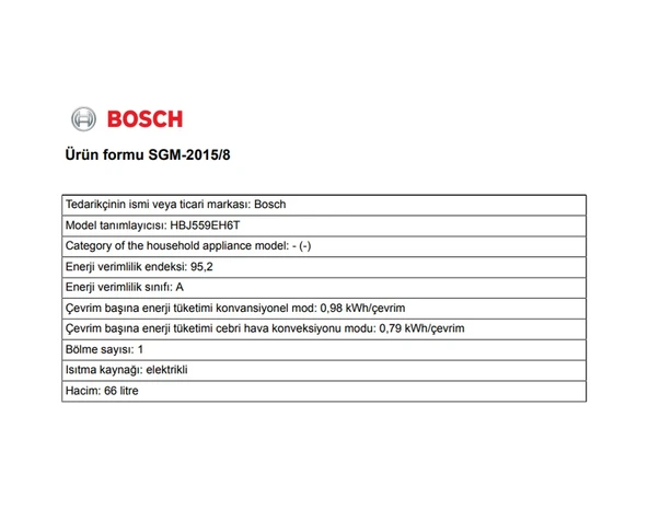 Bosch HBJ559EH6T 66 LT Ankastre Fırın - Resim 7