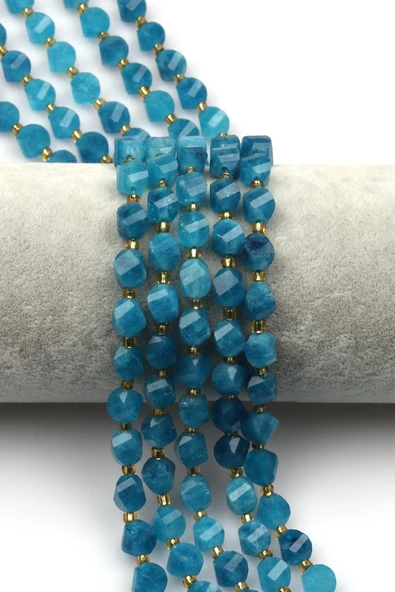 Mavi Renkli Kuvars Doğal Taş Dizi 6 x 8 mm Burgu Kesim ürün görseli