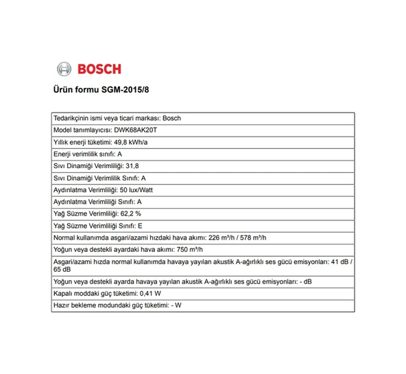 BOSCH DWK68AK20T DAVLUMBAZ Beyaz - Resim 3
