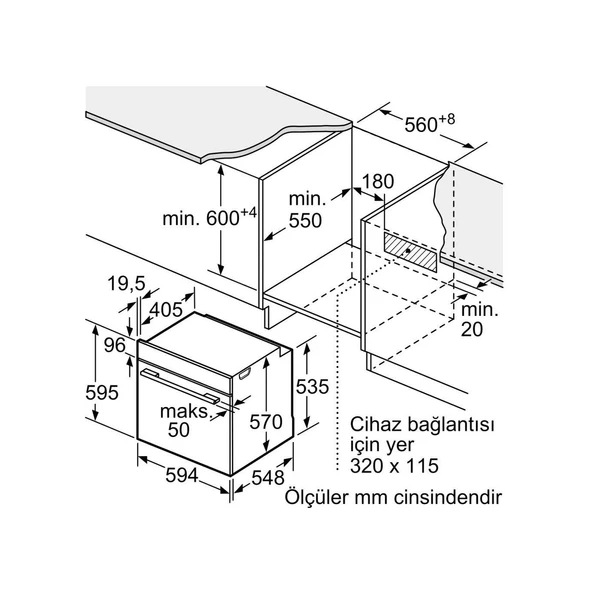 Bosch HUA736EN0T 76 L Buhar Destekli Ankastre Fırın - Resim 3