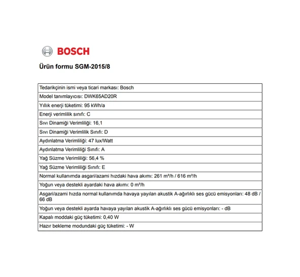 Bosch DWK65AD20R 60 CM Duvar Tipi Davlumbaz Beyaz - Resim 6