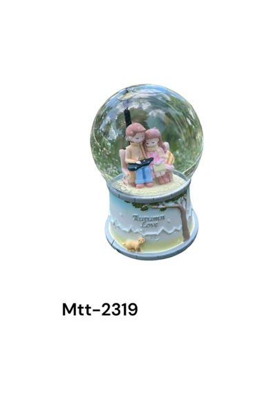 İB GLOBAL Mtt-2319 Pilli Işıklı Müzikli Üflemeli Kar Küresi Büyük Boy - Autumn Love - 1