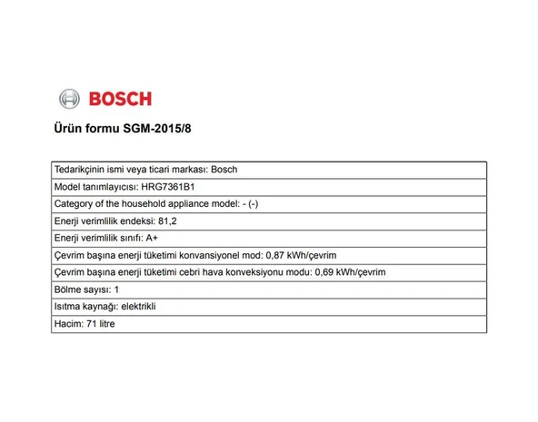 Bosch HRG7361B1 71 L Ankastre Fırın - Resim 5