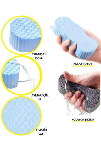 İB GLOBAL Sünger Çok Amaçlı Sihirli Peeling Süngeri Bebek Banyo Süngeri Duş Lifi Kıvrımlı Sünger Yumuşak Lif - 3