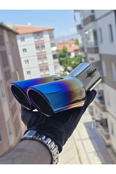 İB GLOBAL Yanık Egzoz Ucu Çift Çıkış Eğik Kafa - Resim 3