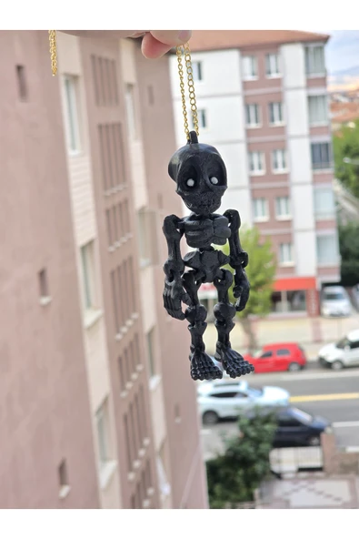 İB GLOBAL Siyah İskelet Ayna Süsü Gold Zincir ürün görseli