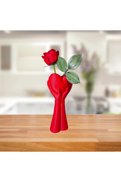 İB GLOBAL Kalpli Modern Vazo 20 cm  | Sevgililer Gününe Özel Dekoratif Vazo - 5