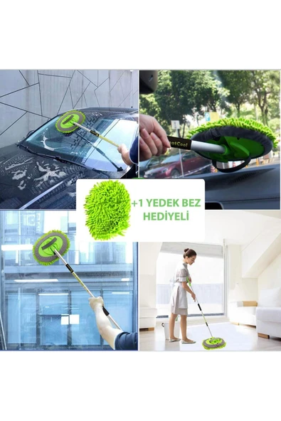 İB GLOBAL Araba Yıkama Fırçası Paspas Temizleme Aleti UzunSaplı Yıkama Mikrofiber Boyaya Zarar Vermez Çiziksiz - 1