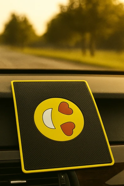 İB GLOBAL Gülen Yüz Emoji Kaymaz Torpido Pedi - Emojili Kaydırmaz Ped - Gülen Yüz Ped ürün görseli