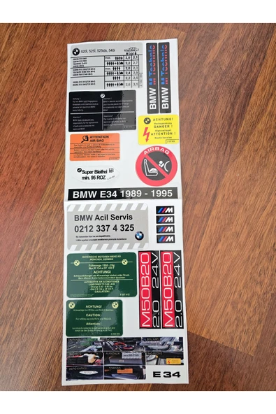 İB GLOBAL BMW E34 ORJİNAL ETİKET TAKIMI 1989-1995 E34 E 34 ETİKET ürün görseli
