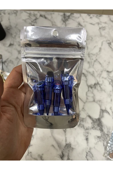 İB GLOBAL Oto Araba Sibop Kapağı Seti Metal Görünümlü Sivri 4'lü Set Mavi ürün görseli