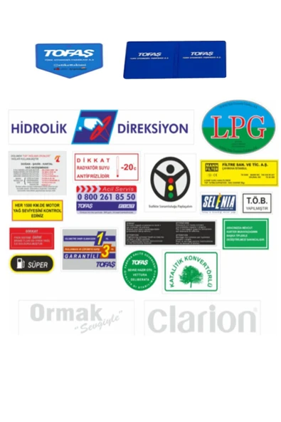 İB GLOBAL Tofaş Etiket Takımı 1.kalite 19 Parça Tofaş Orjinal Fabrika Etiket Takımı - 1