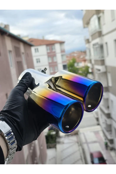 İB GLOBAL Yanık Egzoz Ucu Çift Çıkış Düz Egzoz Kafası - Resim 2