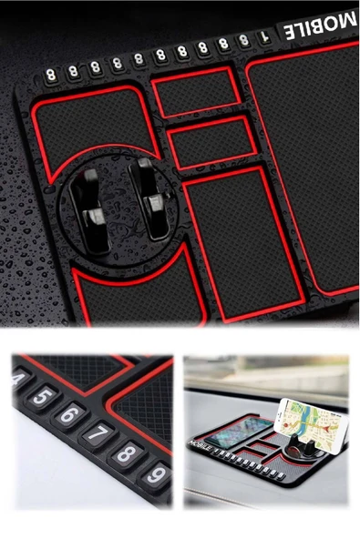 İB GLOBAL Araç İçi Kaydırmaz Ped 3D Numaratör Telefon Tutuculu Torpido Kaydırmaz XL Kare - Resim 5