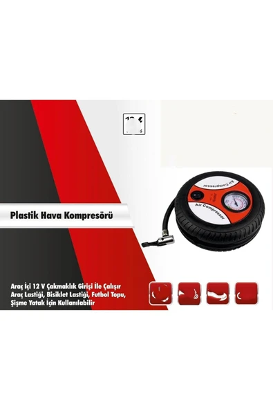 İB GLOBAL OTO ÇAKMAKLIK HAVA KOMPRESÖRÜ PLASTİK 300 PSI 12V / GÜÇLÜ PLASTİK KOMPRESÖR - 1