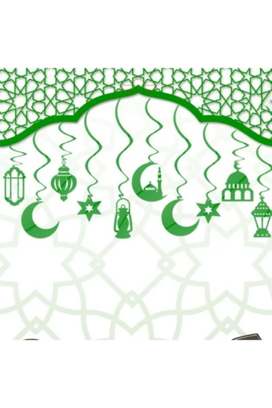 İB GLOBAL RAMAZAN TAVAN SÜSÜ 10'LU METALİZE YEŞİL - 1