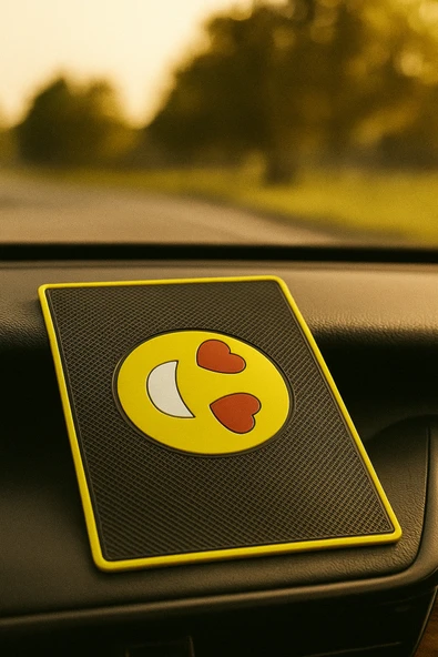 İB GLOBAL Gülen Yüz Emoji Kaymaz Torpido Pedi - Emojili Kaydırmaz Ped - Gülen Yüz Ped - Resim 2