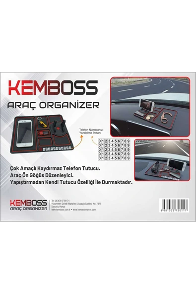 İB GLOBAL Araç Içi Kaydırmaz Torpido Organizeri Sihirli Ped Torpido Kaydırmaz Ped - Resim 3