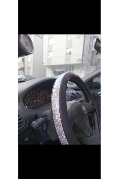 İB GLOBAL Gümüş Taşlı Direksiyon Geçme Kılıf - Göz Alıcı Güzellik - Direksiyon Kılıfı - Resim 3