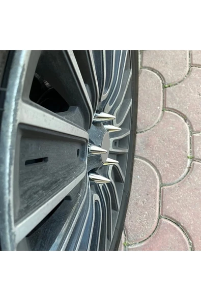 İB GLOBAL Sivri Mermi Bijon Kapağı 20 Li Set Krom Kapmala 19 Mm - Resim 3