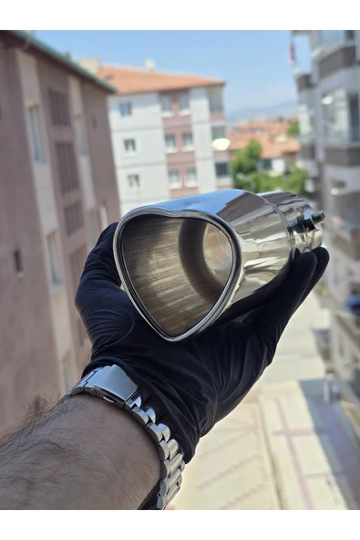 İB GLOBAL Kalpli Egzoz Ucu Krom Egzoz Kafası - Resim 3