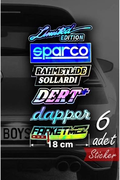 İB GLOBAL Araba Arka Cam Yazıları, Hologramlı Yeni Model,yan Kapı, Yan Cam Stickerı Tek Fiyat Oto, Motor ürün görseli